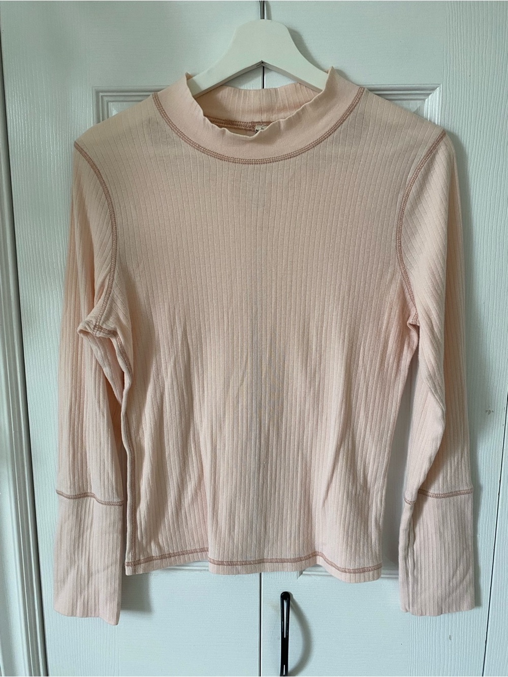 Free People Intimately The Rickie Top Long-Sleeve Ribbed Mock Neck ballet pink L - Picture 2 of 13